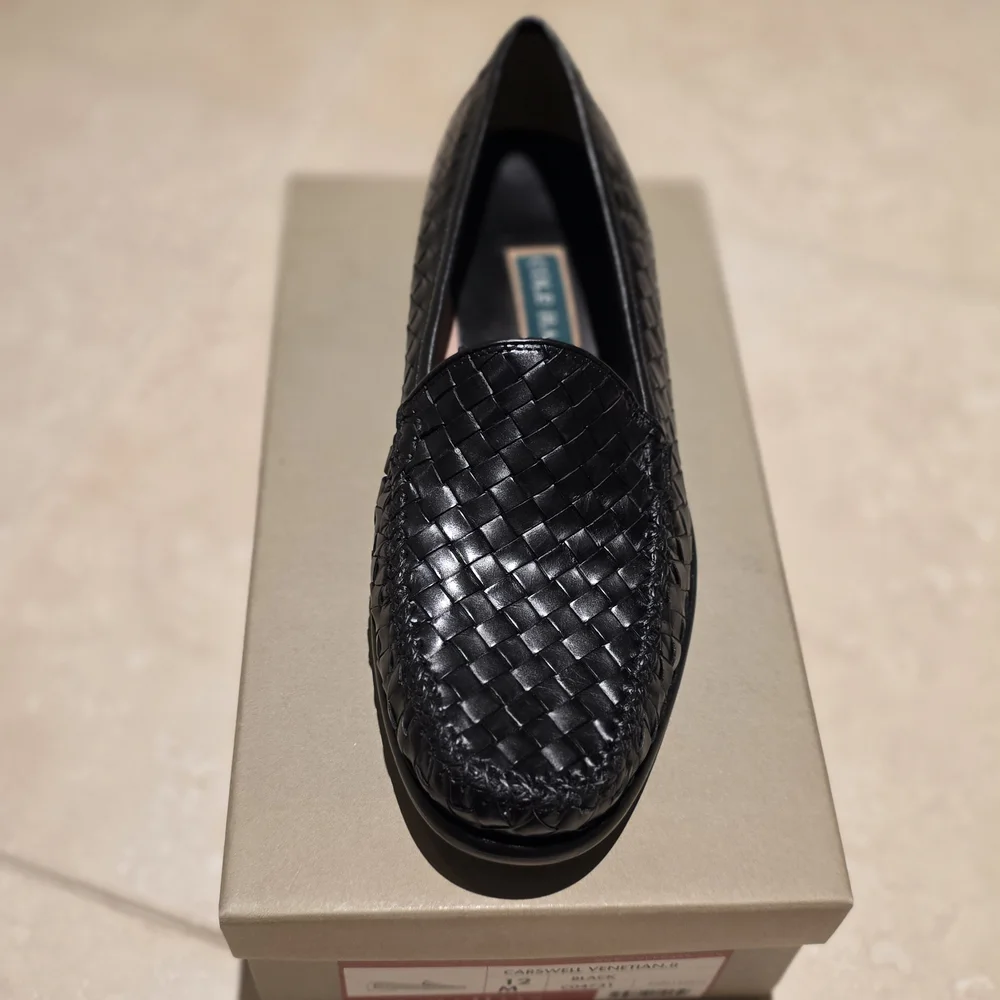 Cole Haan Black Woven Leather Slip-On Loafers
